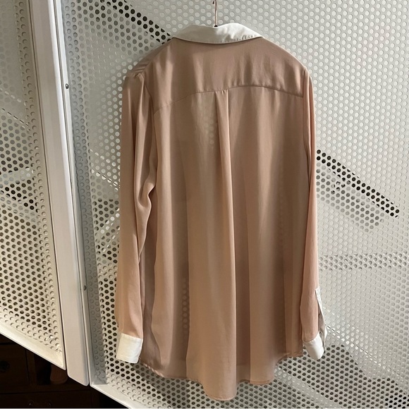 Free People Collared Button-down Shirt Size Medium. Pinkish Cream/White - Picture 2 of 10